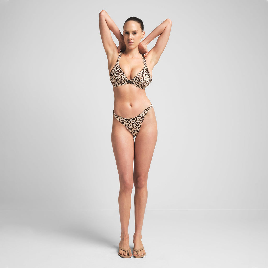 SIGNATURE SWIM THONG BIKINI BOTTOM | CHAMPAGNE LEOPARD PRINT