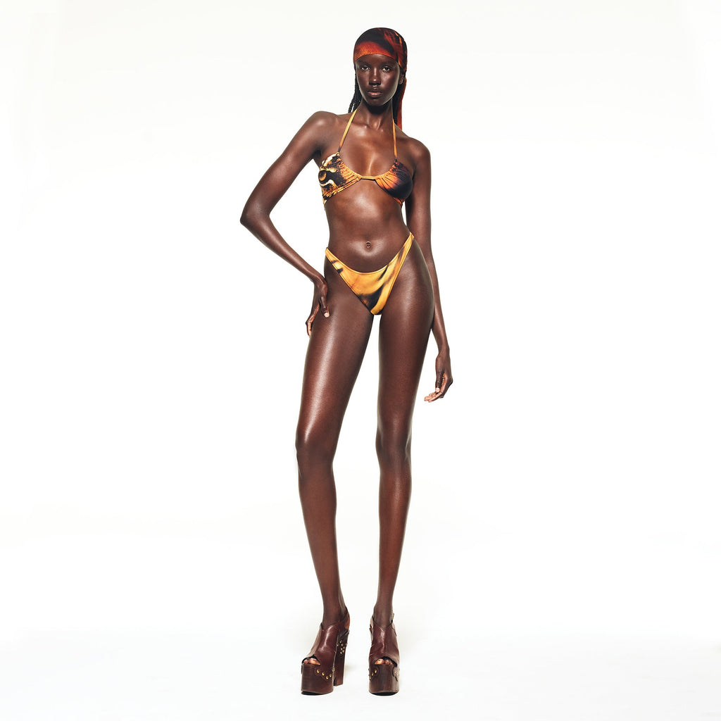 ROBERTO CAVALLI X SKIMS THONG BIKINI BOTTOM | TIGER FACE PRINT