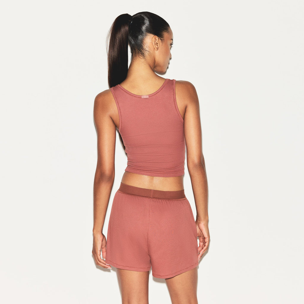 COTTON RIB LOOSE BOXER | REDWOOD