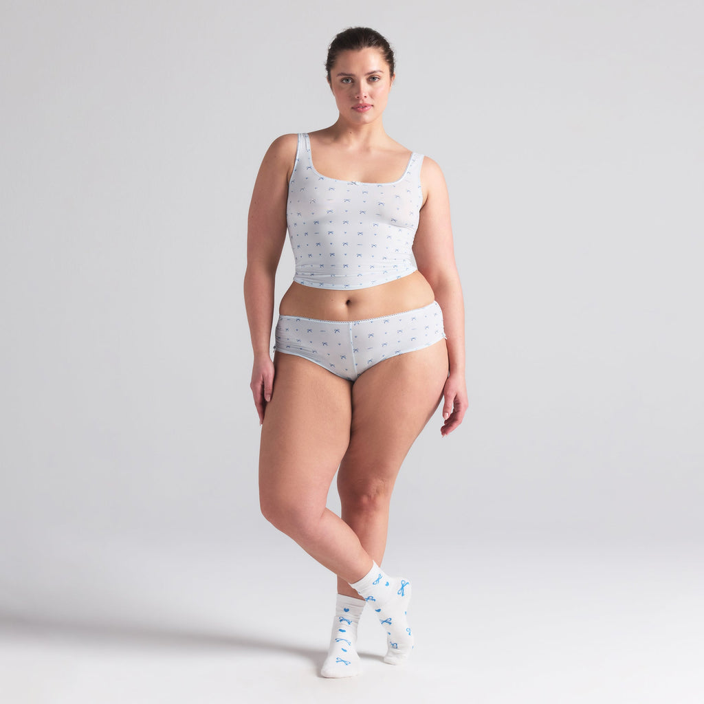 FITS EVERYBODY PICOT TANK AND HIPSTER SET | CLOUD BOW PRINT