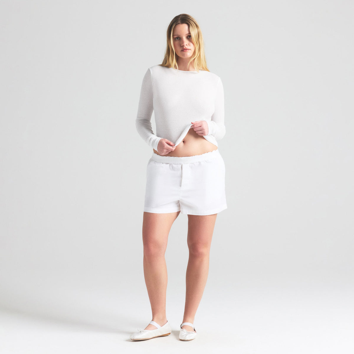 COTTON POPLIN BOXER | SNOW