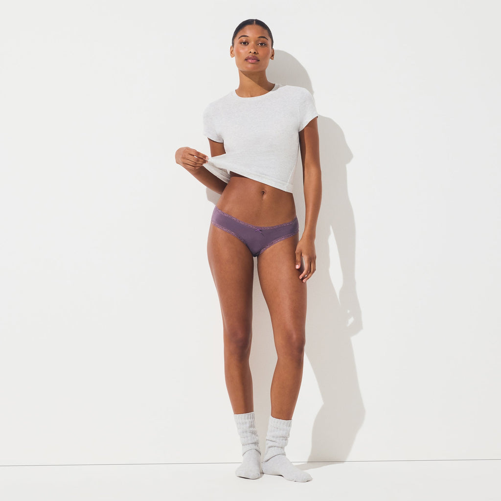 LIGHTWEIGHT COTTON LACE BRIEF | FIG TONAL