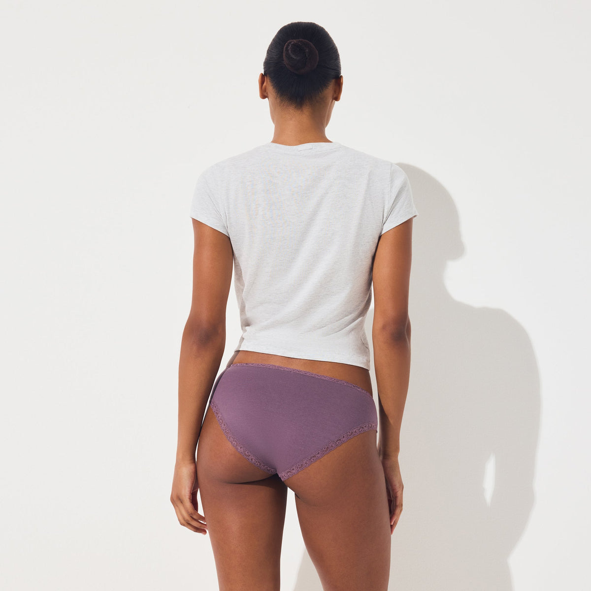 LIGHTWEIGHT COTTON LACE BRIEF | FIG TONAL