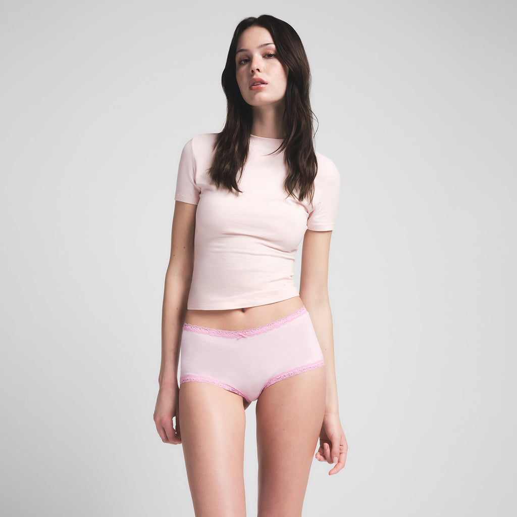 LIGHTWEIGHT COTTON LACE BOY SHORT | CHERRY BLOSSOM