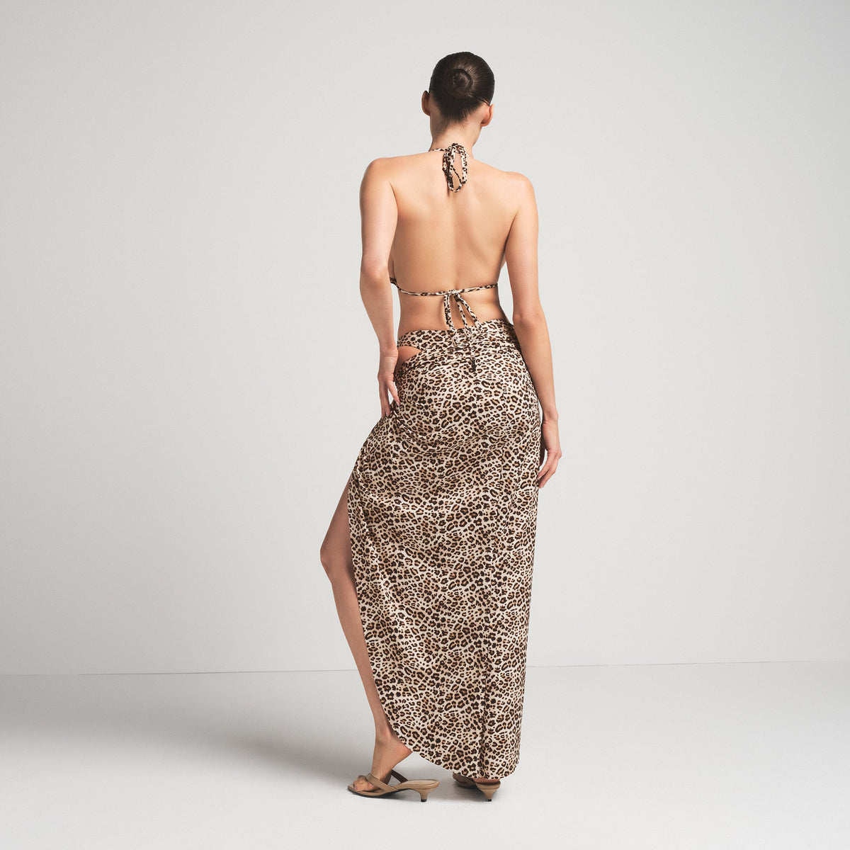 SIGNATURE SWIM SARONG SKIRT | CHAMPAGNE LEOPARD PRINT