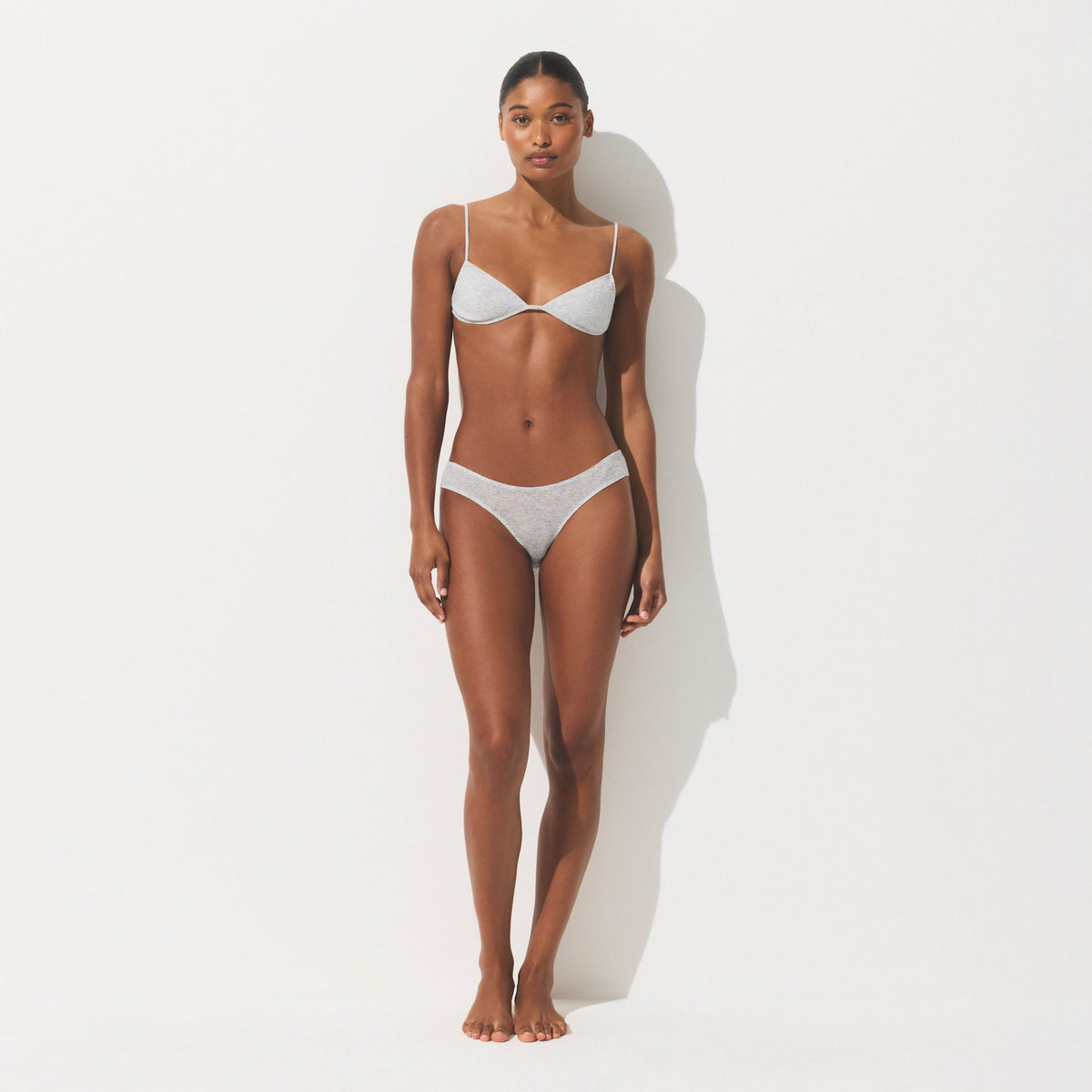 SHEER COTTON LOW RISE HIPSTER | LIGHT HEATHER GREY