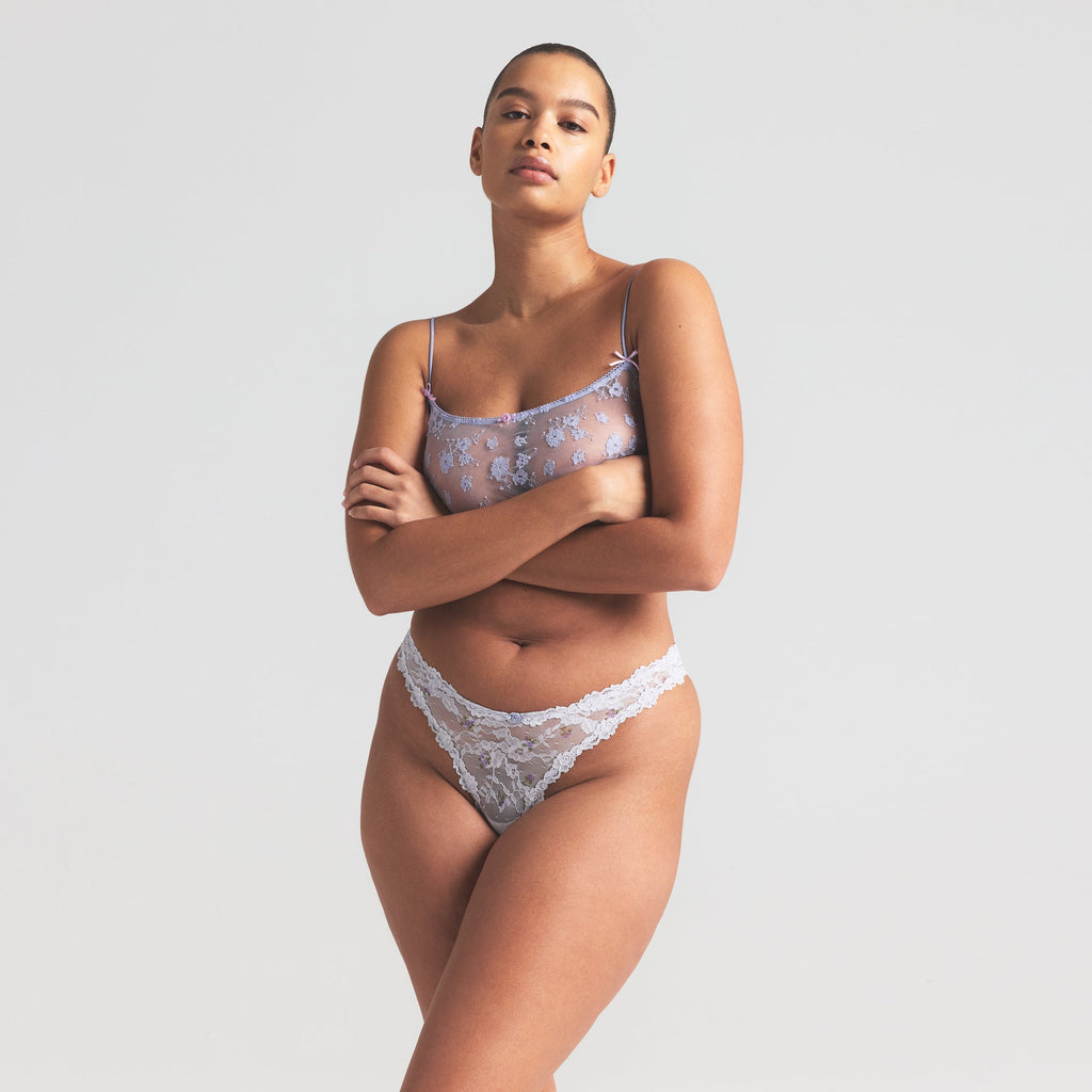 STRETCH LACE DIPPED THONG | WIND ROSEBUD PRINT