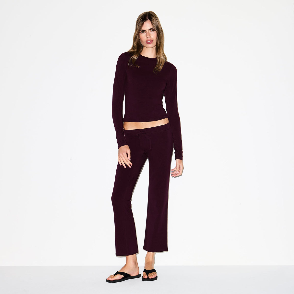 COTTON JERSEY LOW RISE CROP PANT | CURRANT