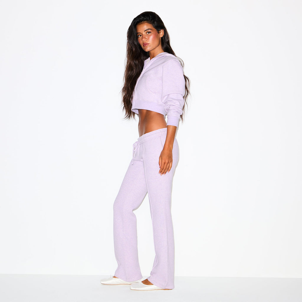 COTTON FLEECE LOW RISE SLIM PANT | PURPLE HEATHER