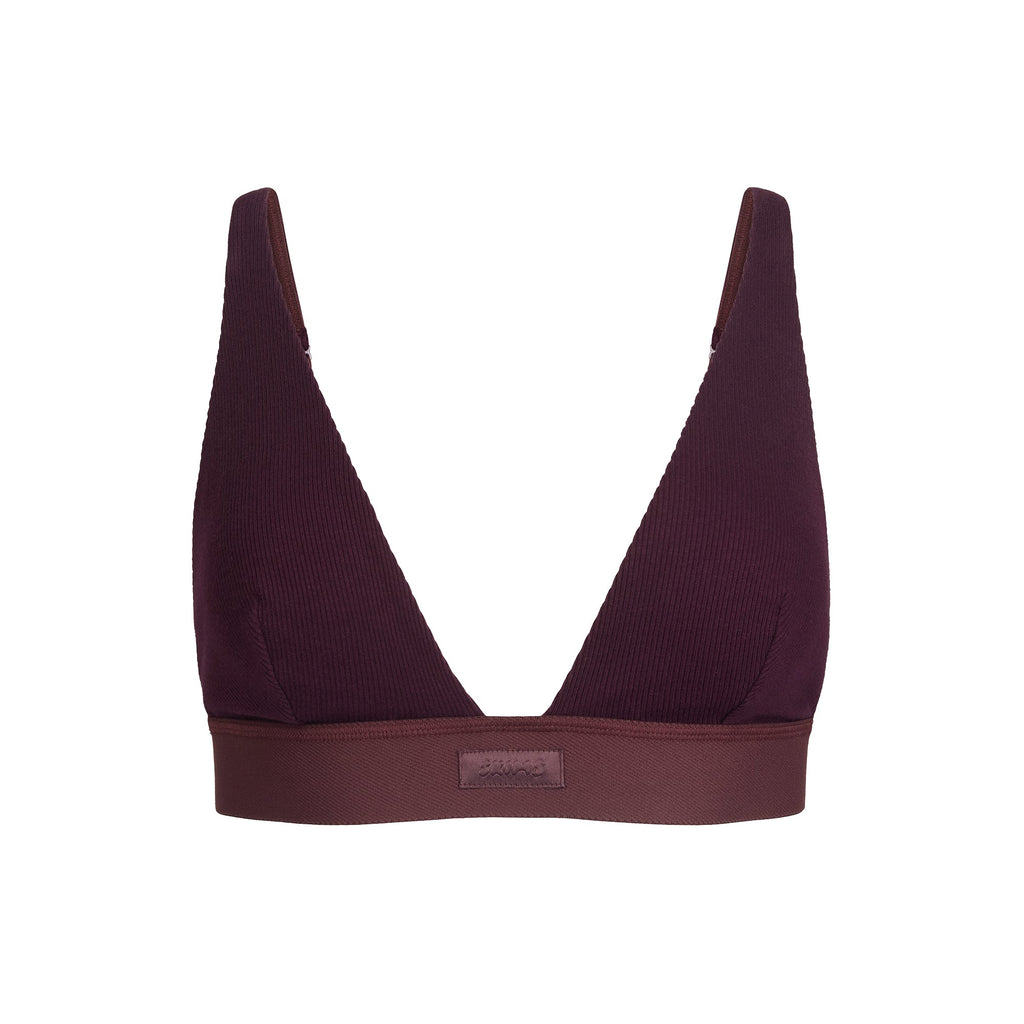 COTTON RIB PLUNGE BRALETTE | CURRANT