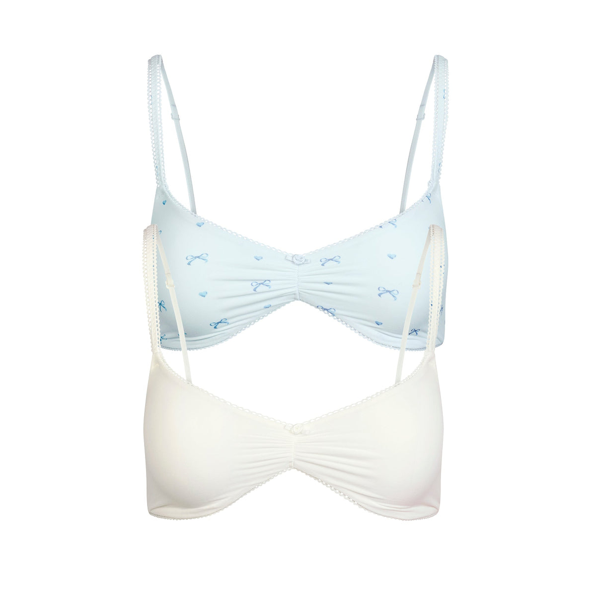 FITS EVERYBODY PICOT SKIMPY SCOOP BRALETTE 2-PACK | MARBLE AND CLOUD BOW PRINT
