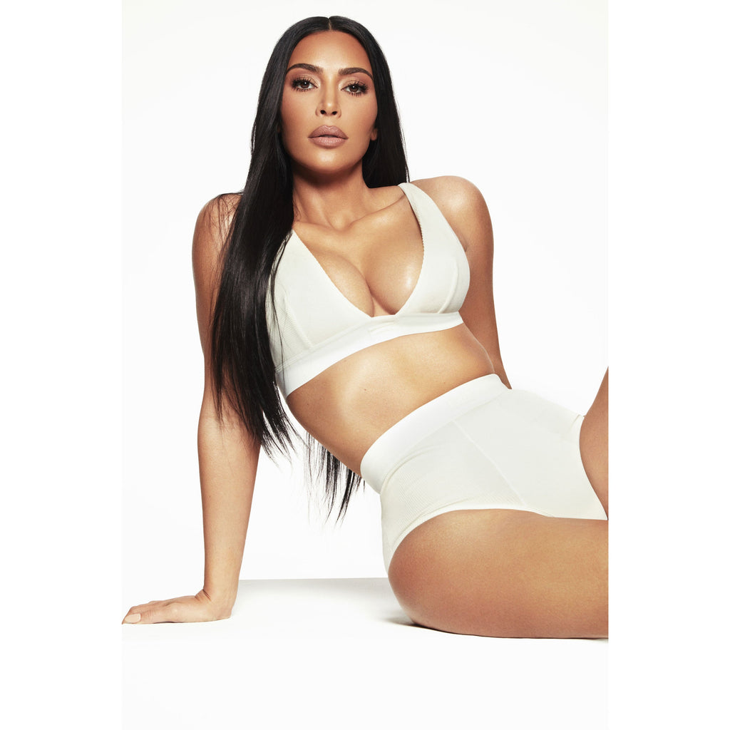 COTTON RIB PLUNGE BRALETTE | MINERAL