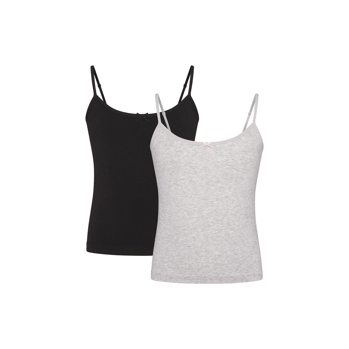 COTTON SEAMLESS JUNIORS CAMI 2-PACK | LIGHT HEATHER GREY AND SOOT