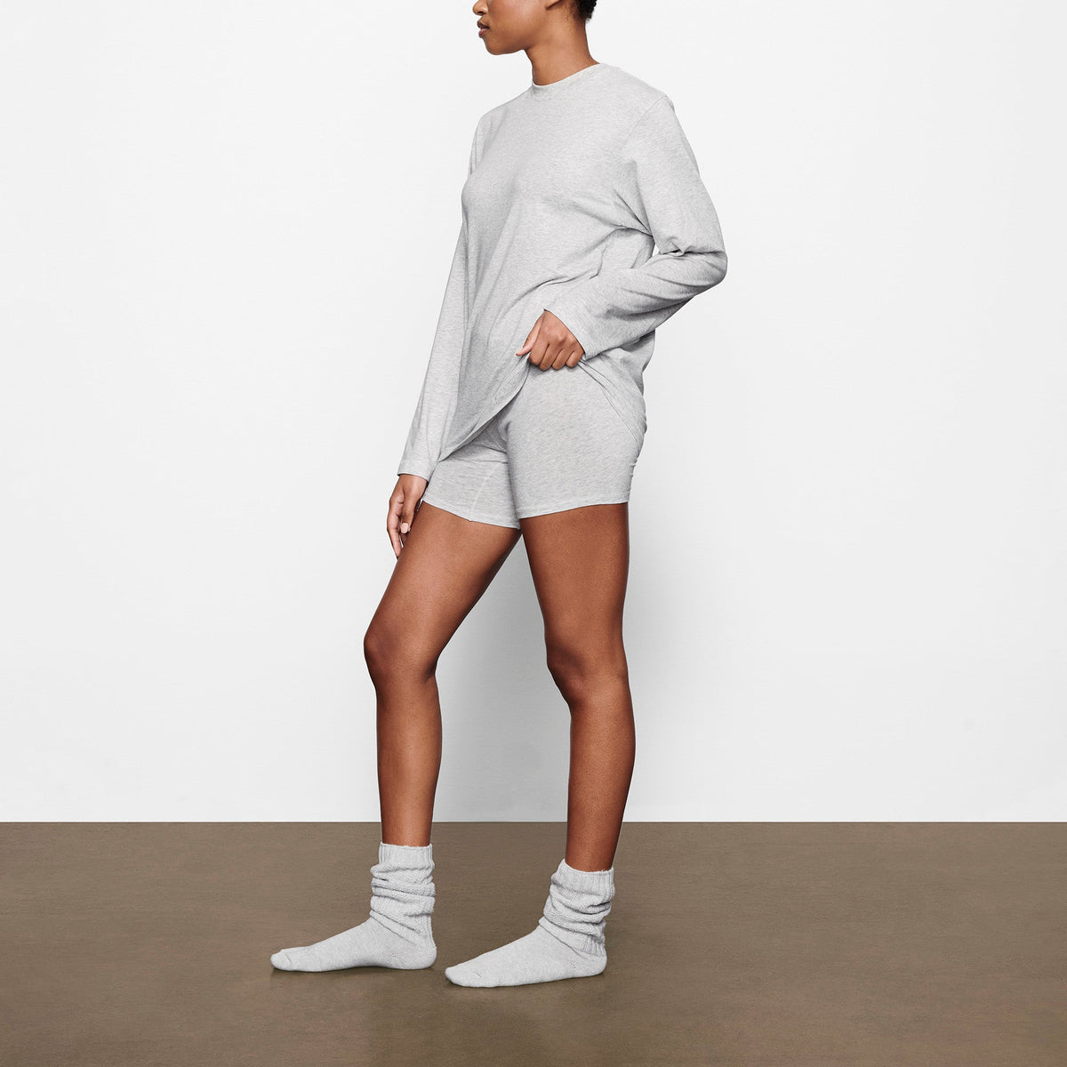 BOYFRIEND LONG SLEEVE T-SHIRT | LIGHT HEATHER GREY