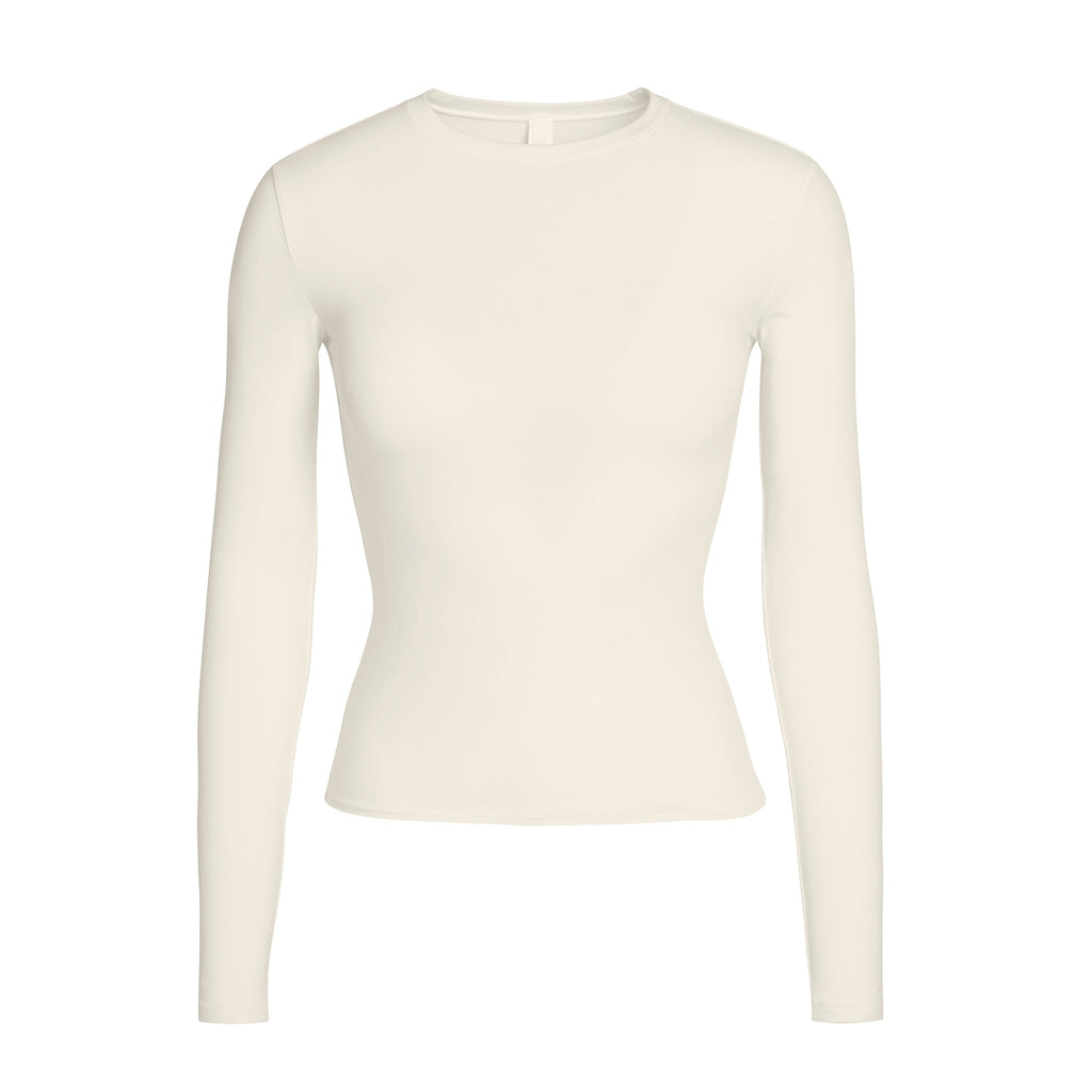COTTON JERSEY LONG SLEEVE T-SHIRT | BONE