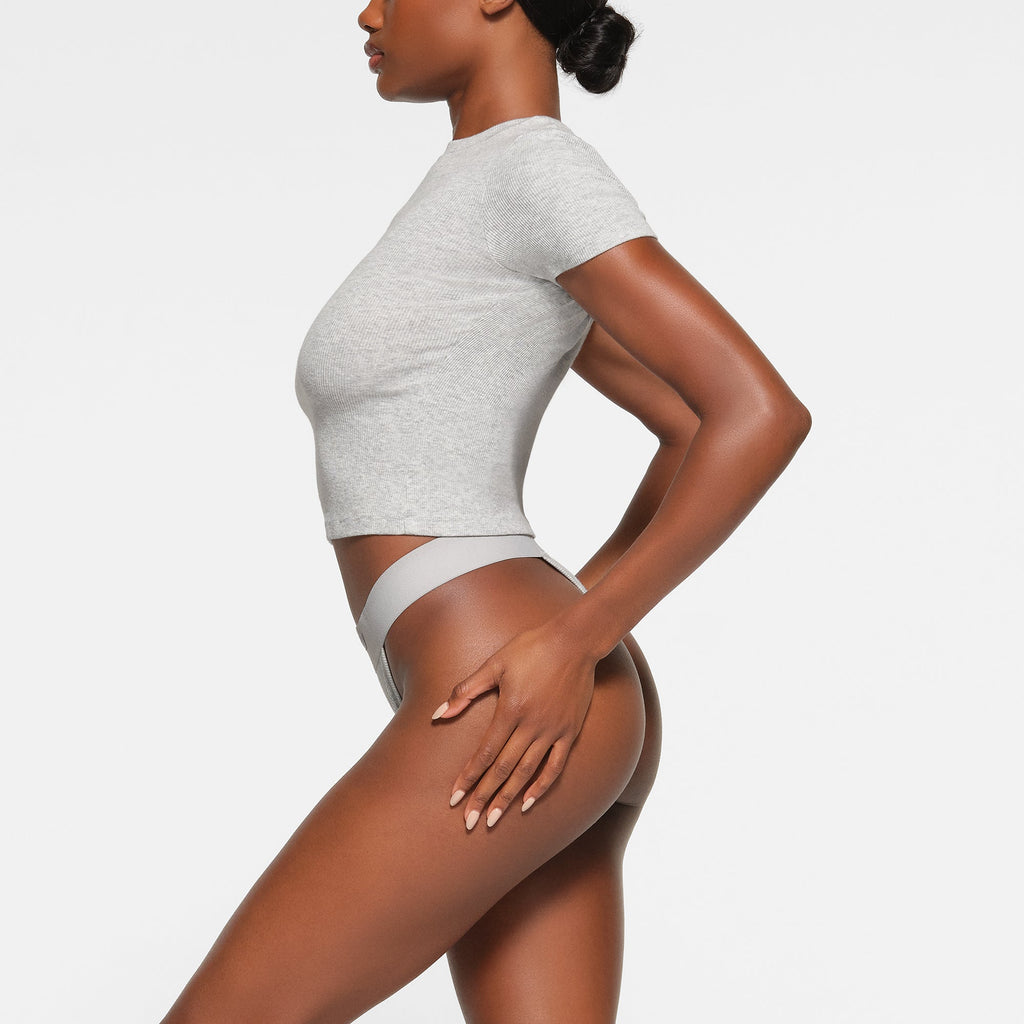 COTTON RIB T-SHIRT | LIGHT HEATHER GREY