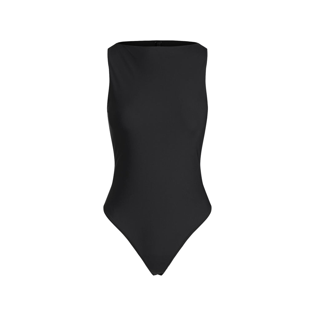 CLING MATTE BOATNECK BODYSUIT | OBSIDIAN