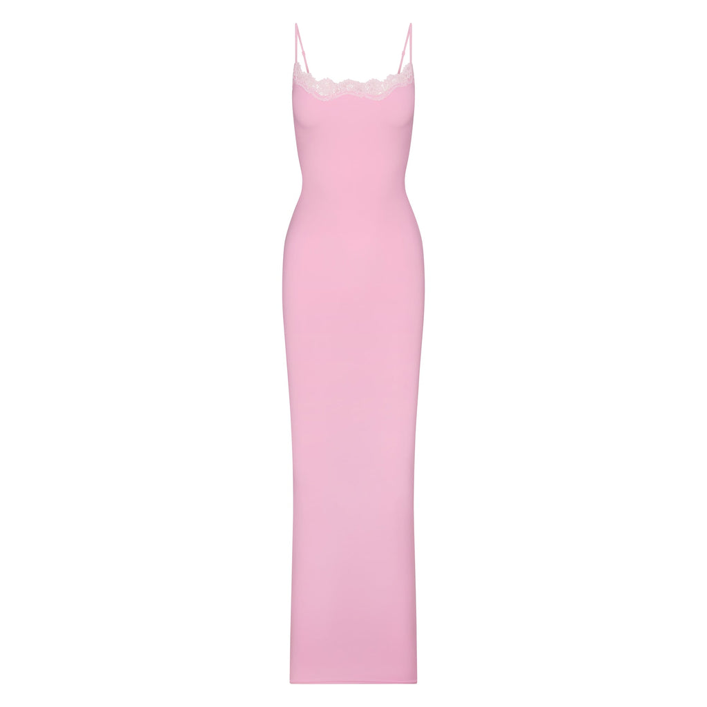 FITS EVERYBODY LACE LONG SLIP DRESS | BUBBLEGUM TONAL