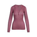 SHEER KNIT LONG SLEEVE HENLEY | BEET