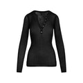 SHEER KNIT LONG SLEEVE HENLEY | ONYX