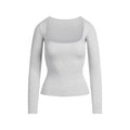 COTTON JERSEY SCOOP NECK LONG SLEEVE TOP | LIGHT HEATHER GREY