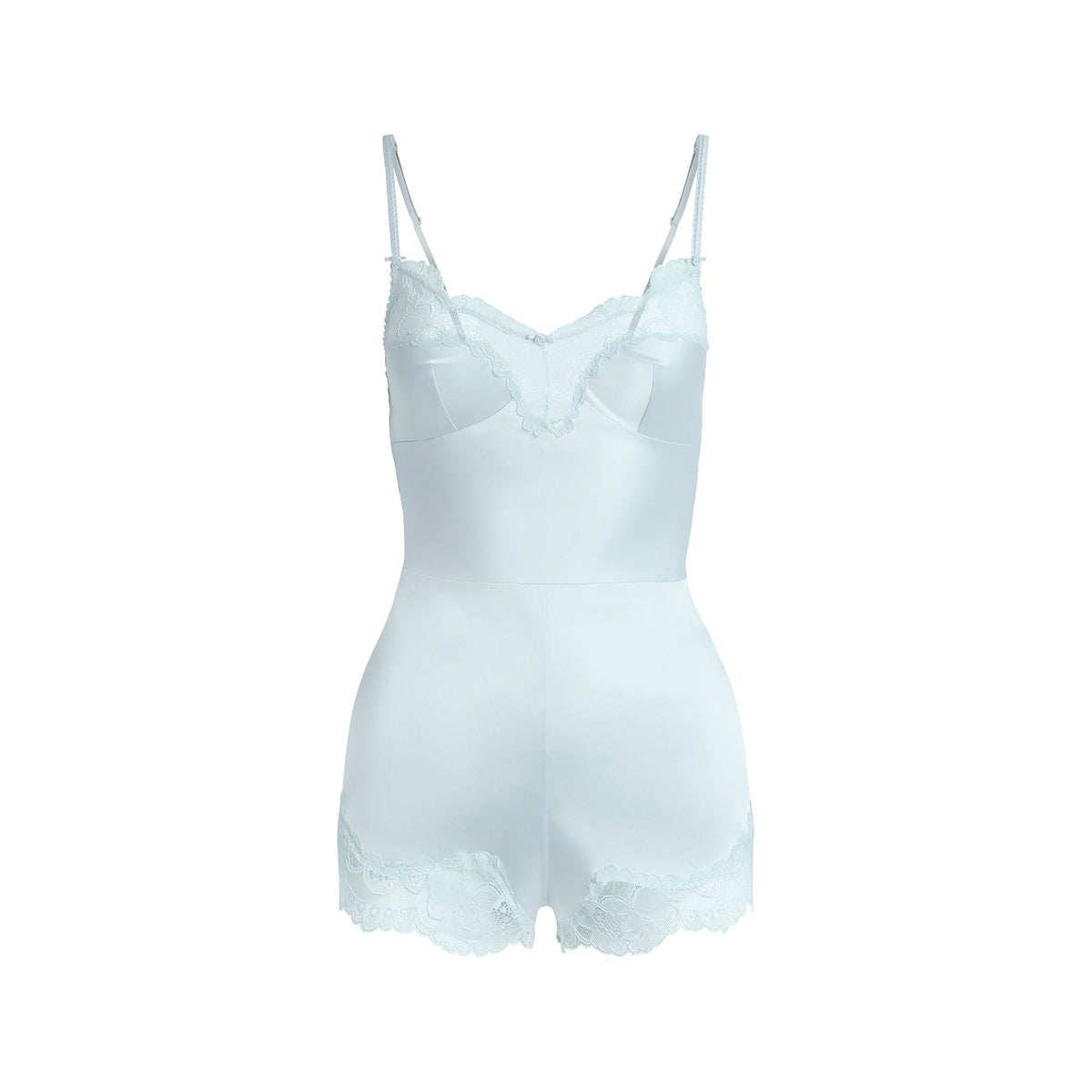 WOVEN SHINE LACE TEDDY | CLOUD