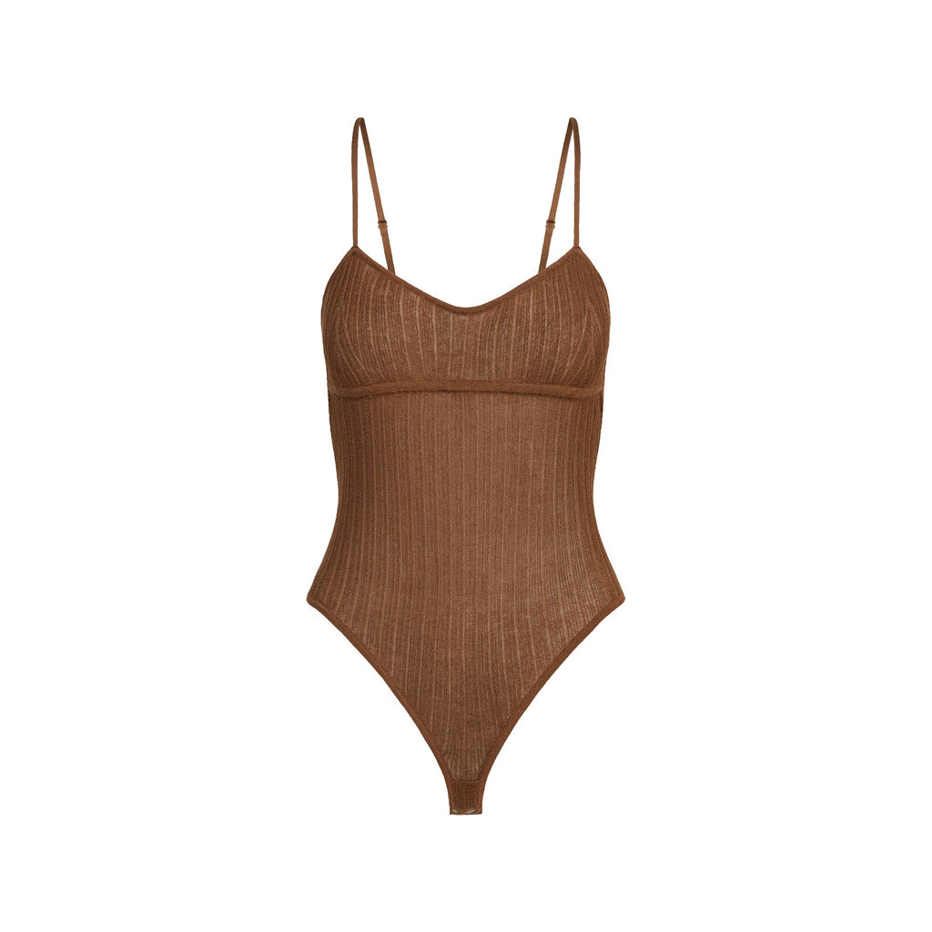 SHEER KNIT CAMI BODYSUIT | BISON