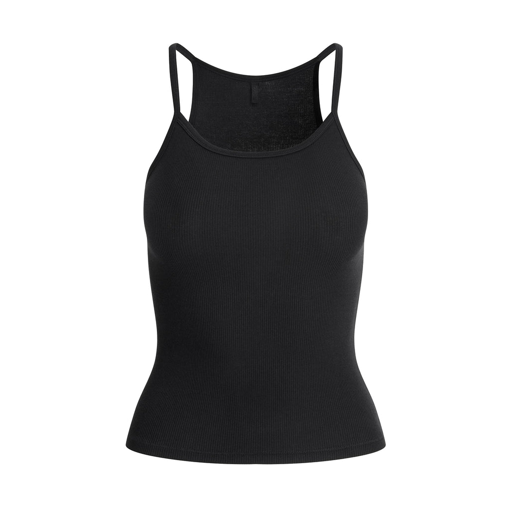 COTTON RIB LONG CAMI | SOOT