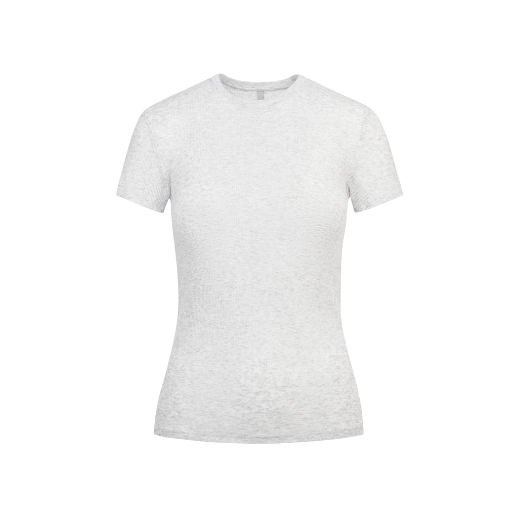 SHEER RIB T-SHIRT | LIGHT HEATHER GREY