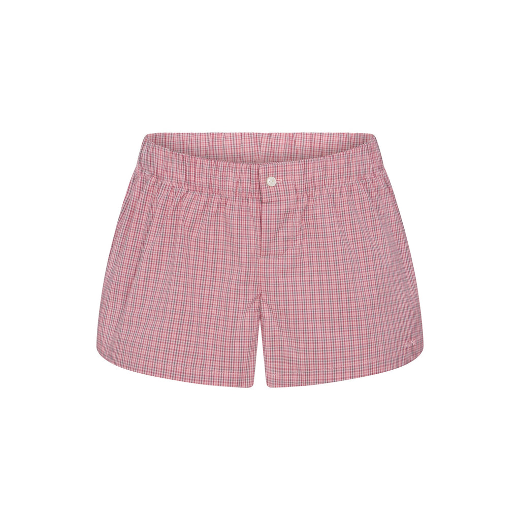 COTTON POPLIN BOXER SLEEP SET | BERRY CHECK