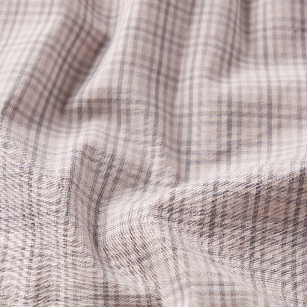 COTTON POPLIN SLEEP BUTTON UP DRESS | SILVER CHECK
