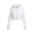 COTTON FLEECE CROPPED ZIP UP HOODIE | LIGHT HEATHER GREY