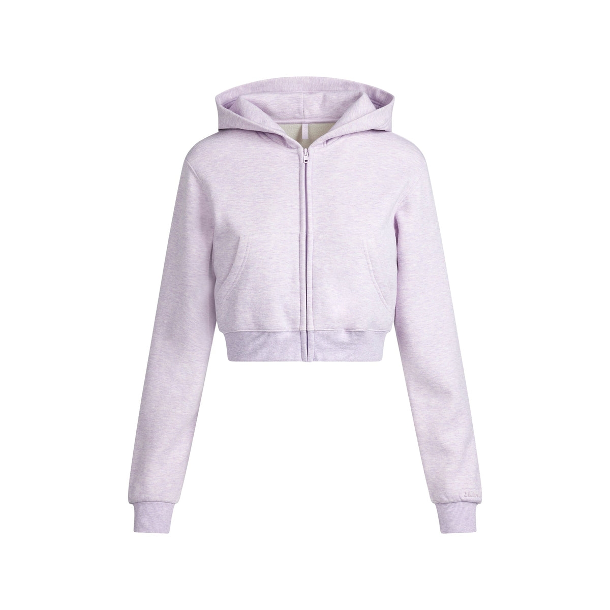 COTTON FLEECE CROPPED ZIP UP HOODIE | PURPLE HEATHER