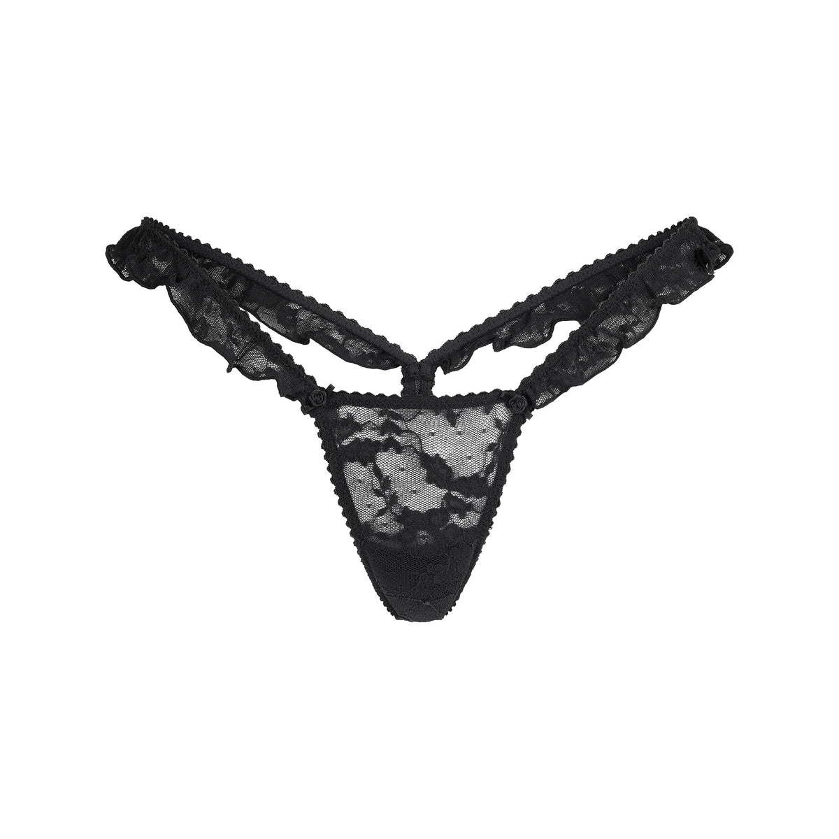 STRETCH LACE BUTTERFLY THONG | SOOT