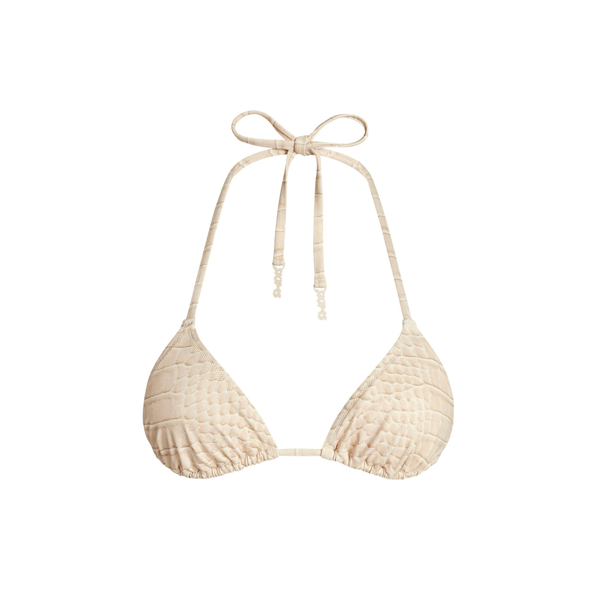 SIGNATURE SWIM TRIANGLE BIKINI TOP | EGRET CROCODILE PRINT