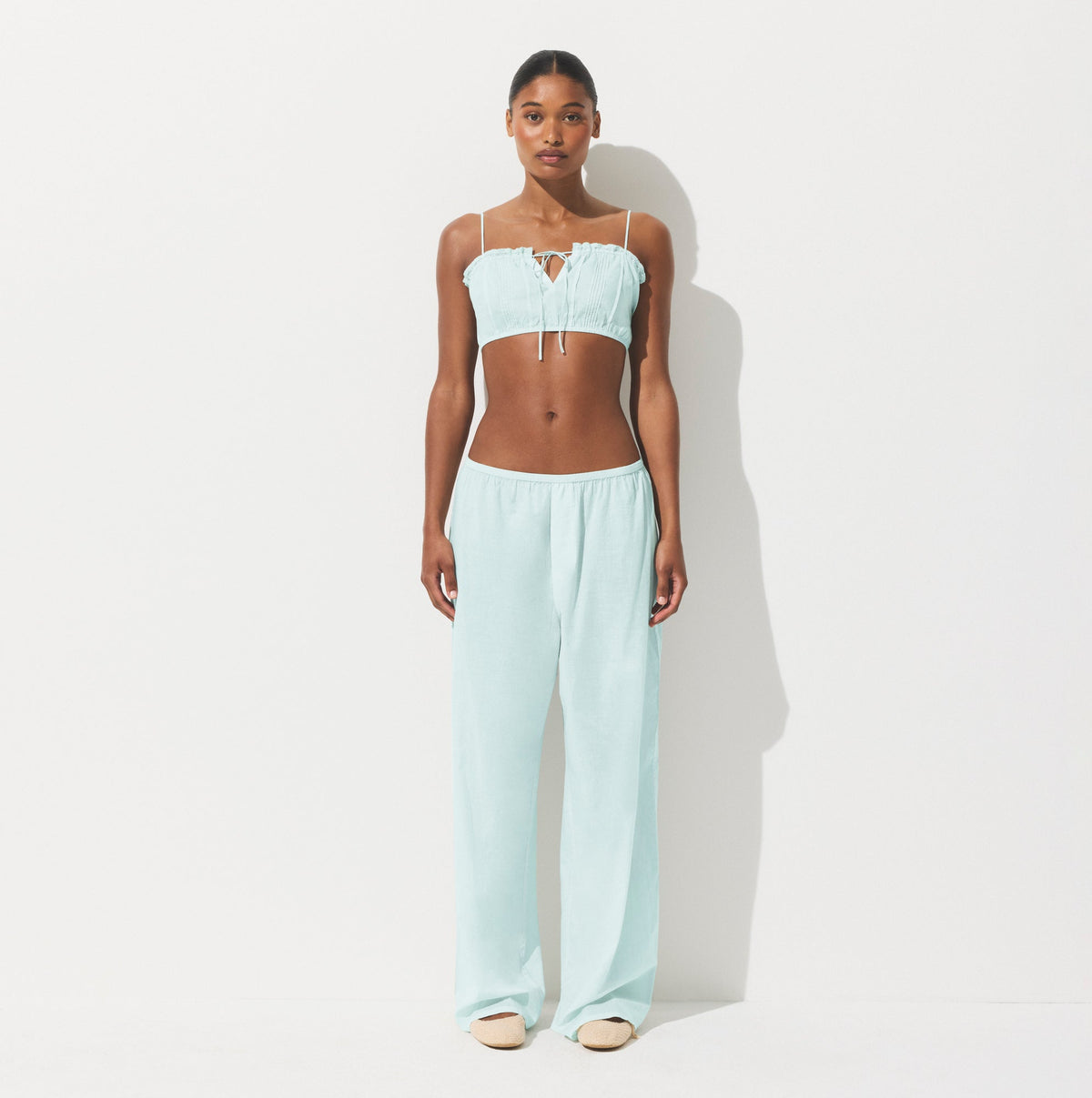 COTTON VOILE SUPER CROPPED CAMI | FROST