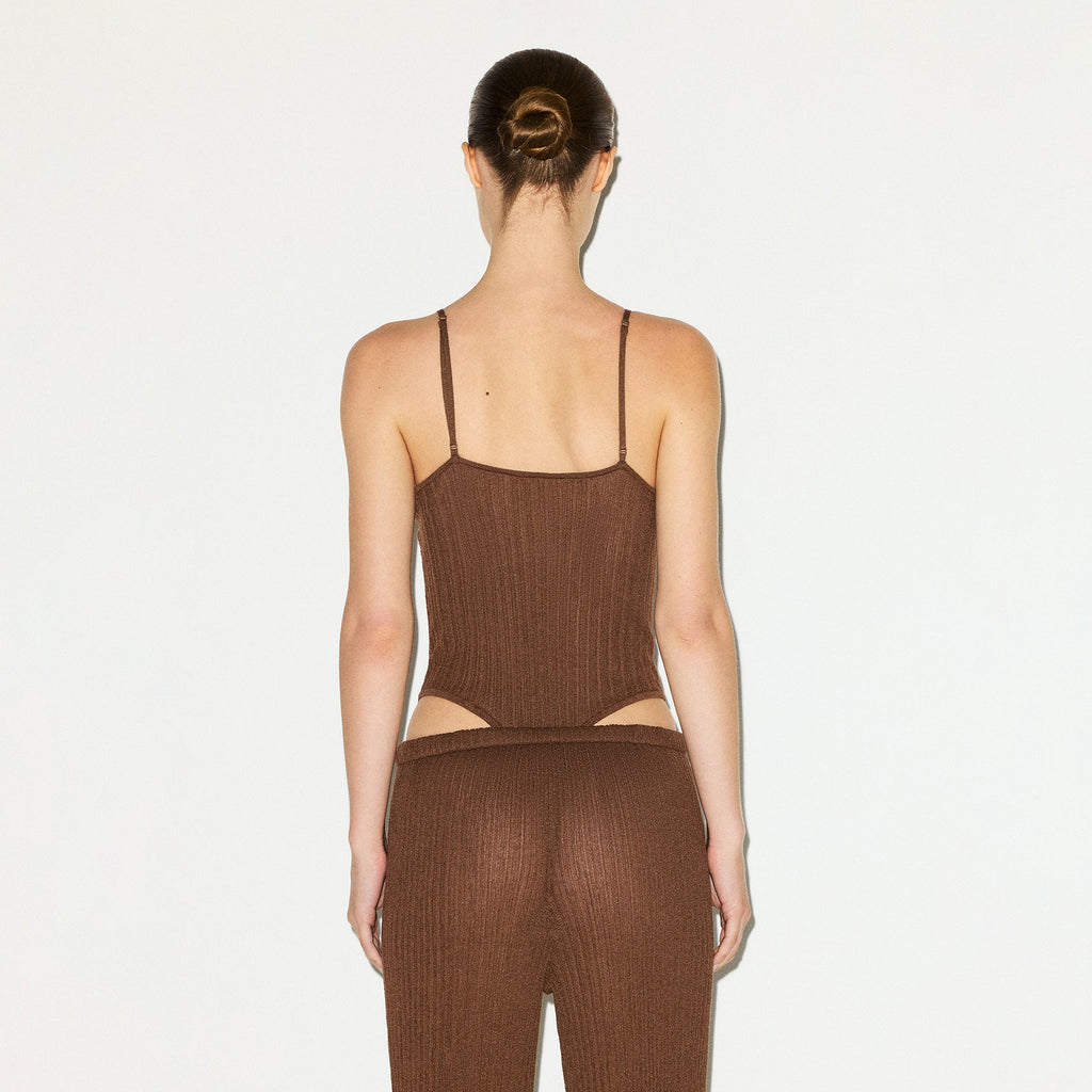 SHEER KNIT CAMI BODYSUIT | BISON