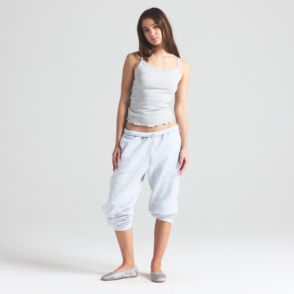 DROP NEEDLE POINTELLE LONG CAMI | LIGHT HEATHER GREY