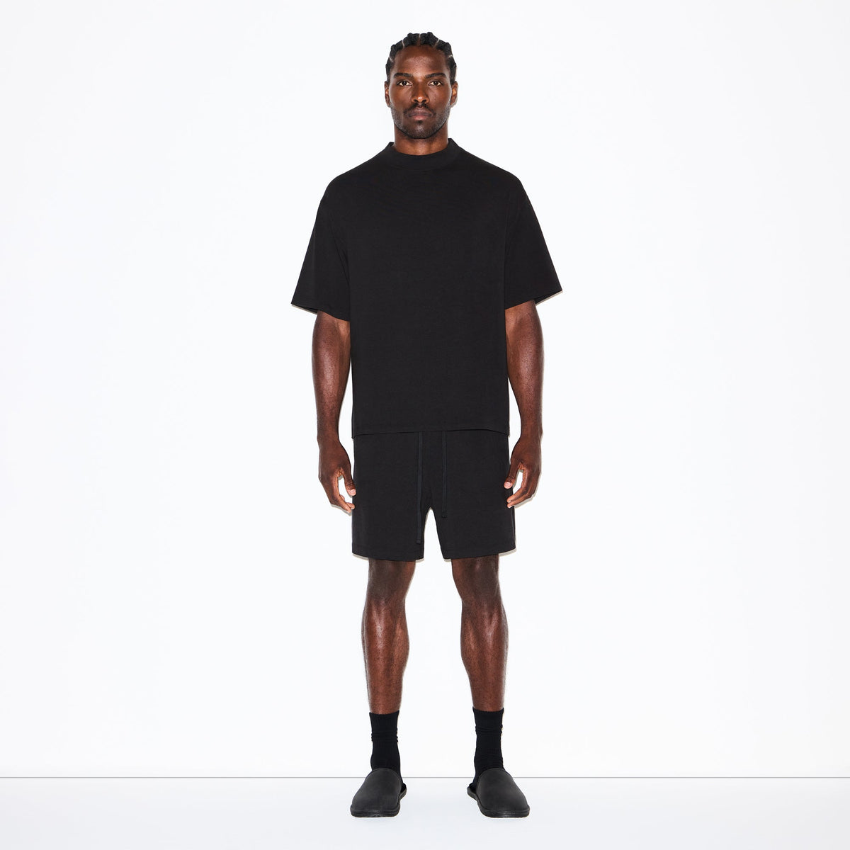 JERSEY LOUNGE MENS BOXY MOCK NECK | OBSIDIAN