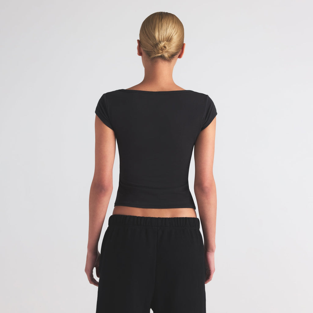 COTTON JERSEY SCOOP NECK T-SHIRT | SOOT