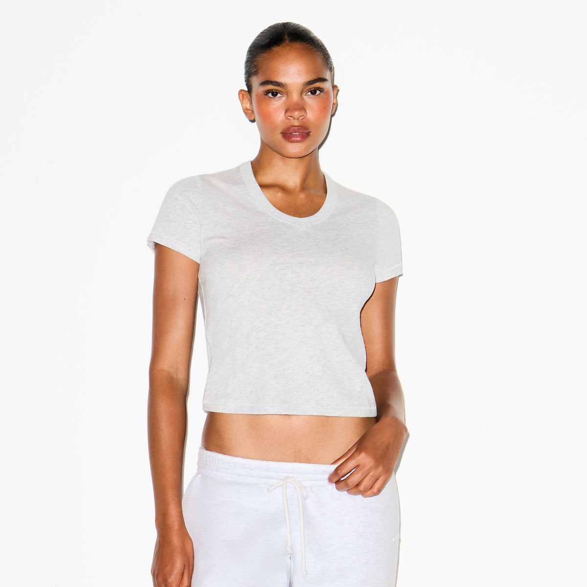 WORN IN JERSEY BABY V NECK TEE | LIGHT HEATHER GREY