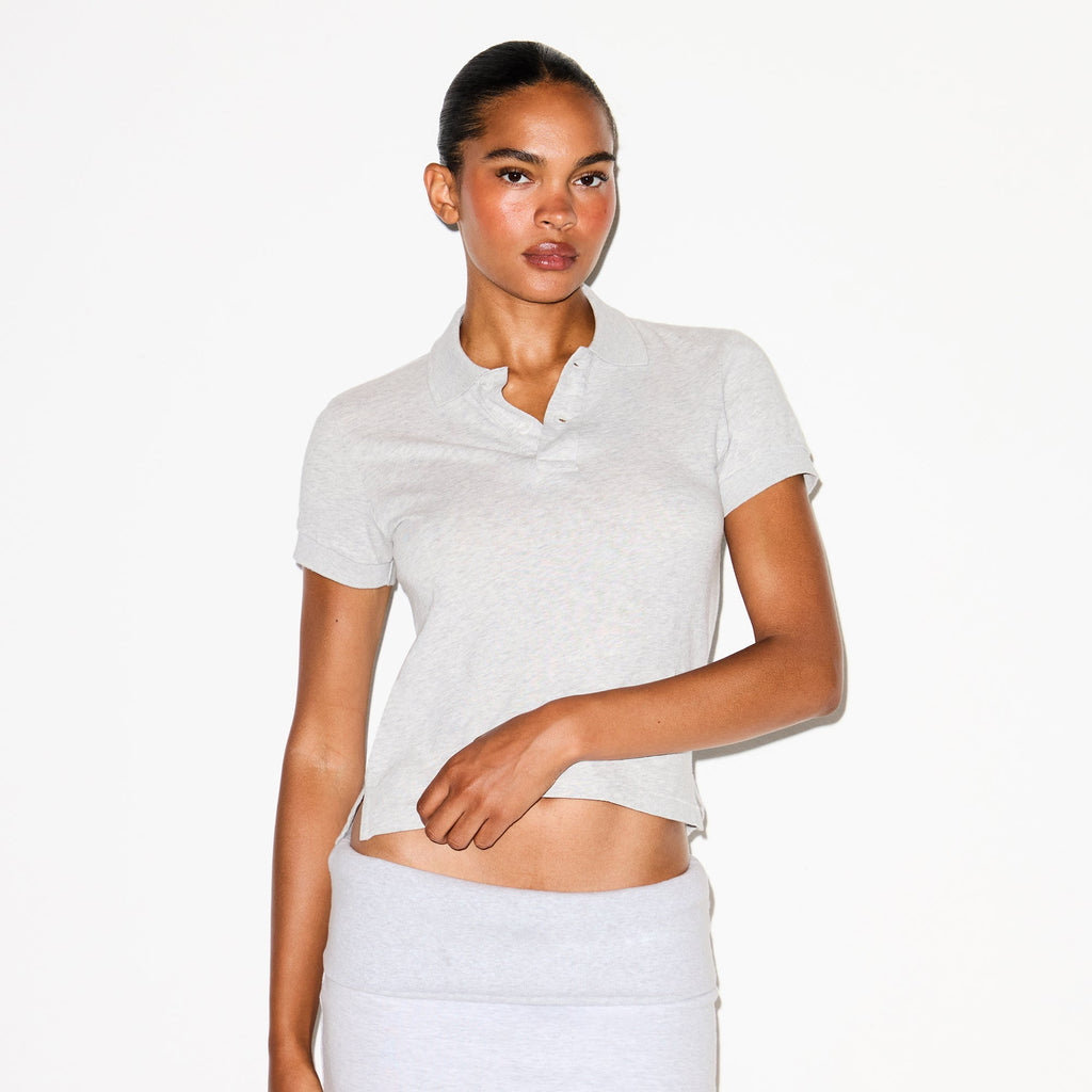 WORN IN JERSEY POLO BABY TEE | LIGHT HEATHER GREY