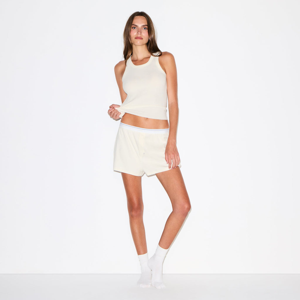 COTTON RIB SCOOP TANK AND SHORT SET | MARBLE