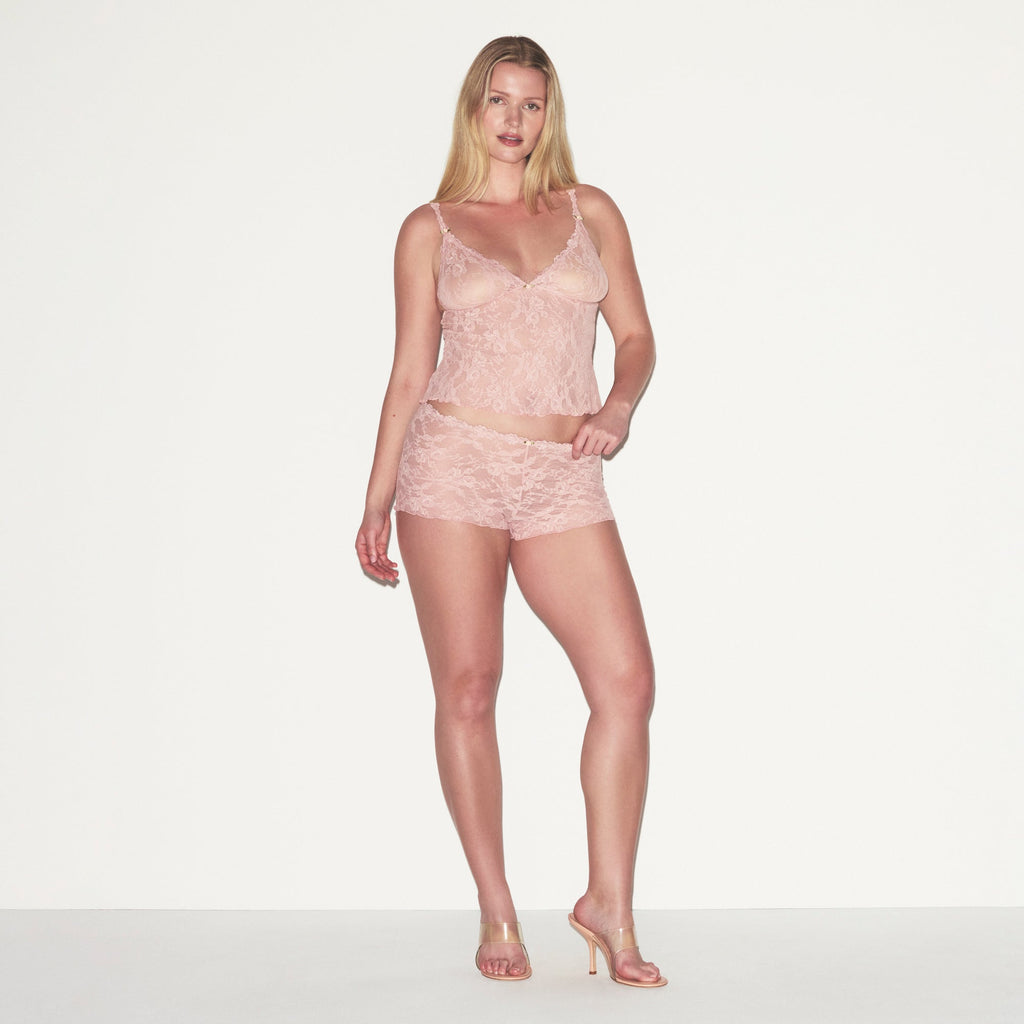 STRETCH LACE TRIANGLE CAMI AND SHORT SET | MORGANITE