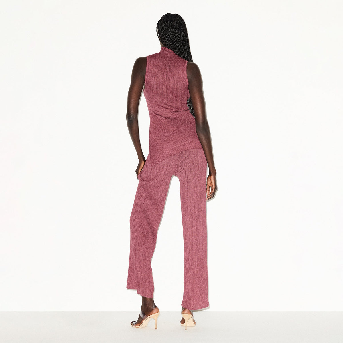 SHEER KNIT MOCK NECK TUNIC | BEET