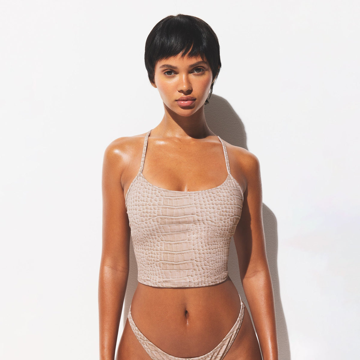 SIGNATURE SWIM CAMI TOP | DUNE CROCODILE PRINT