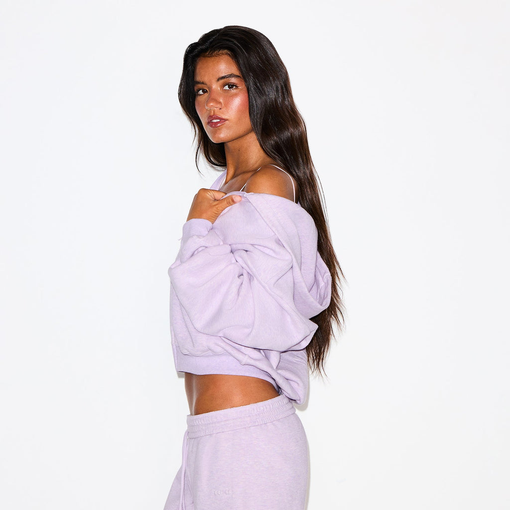 COTTON FLEECE CLASSIC ZIP UP HOODIE | PURPLE HEATHER